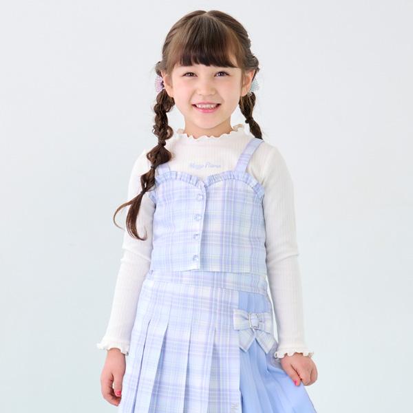 mezzo piano メゾピアノ(mezzo piano)チェックビスチェ＆長袖Tシャツ