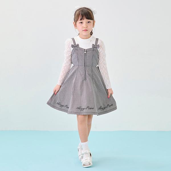 mezzo piano メゾピアノ(mezzo piano)フロントZIPジャンパースカート