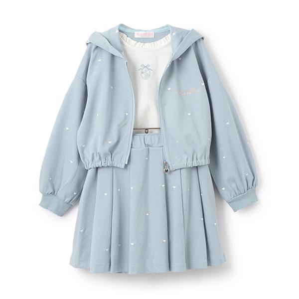 r*い様 新品タグ付きメゾピアノ短丈ZIPパーカ＆半袖Tシャツ　3点セットアップ mezzo piano メゾピアノ(mezzo piano)短丈ZIPパーカ ＆半袖T