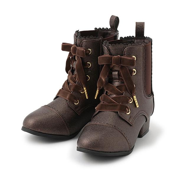 mezzo piano メゾピアノ(mezzo piano)レースアップリボン サイドゴア