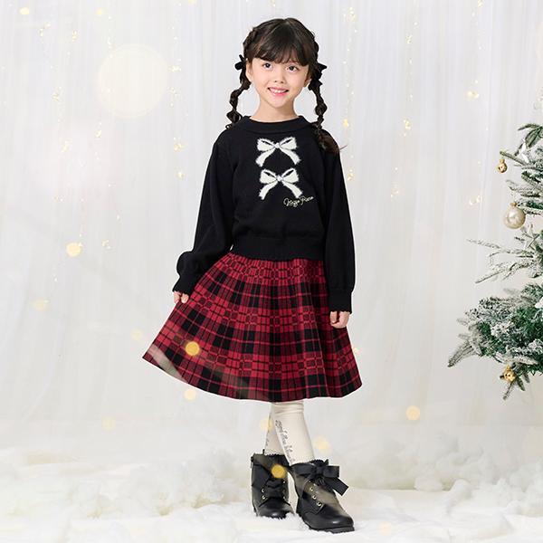 mezzo piano メゾピアノ(mezzo piano)チェックジャガード ニット