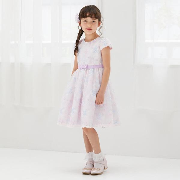 【美品】mezzo piano 花ブーケレース刺しゅう　ワンピース mezzo piano メゾピアノ(mezzo piano)花ブーケレース刺しゅう