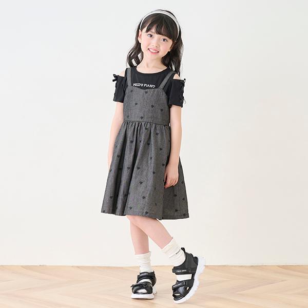 mezzo piano メゾピアノ(mezzo piano)肩開きTシャツ＆キャミワンピース