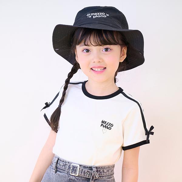 mezzo piano メゾピアノ(mezzo piano)袖ラインリボン 半袖Tシャツ【60