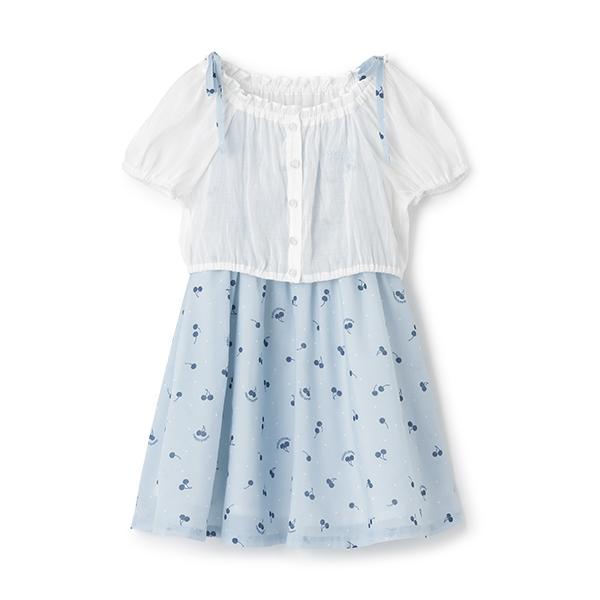 mezzo piano メゾピアノ(mezzo piano)ブラウス＆チェリー柄キャミ