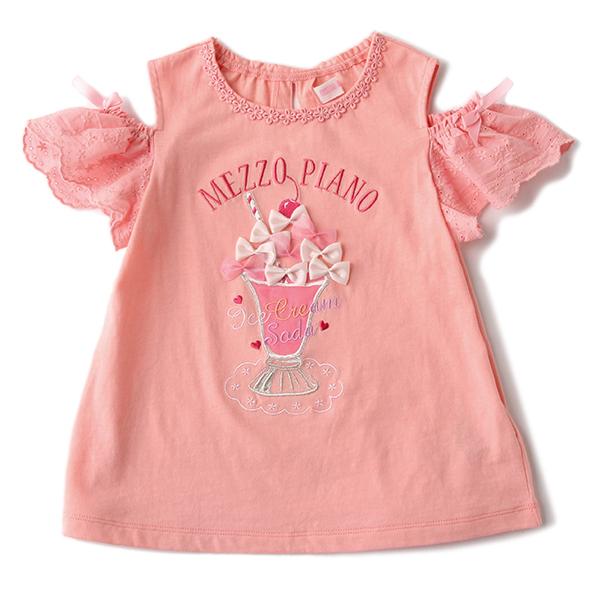 mezzo piano メゾピアノ(mezzo piano)パフェオフショルTシャツ