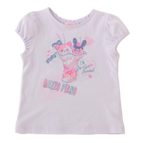 mezzo piano メゾピアノ(mezzo piano)アニマルパフェプリントTシャツ