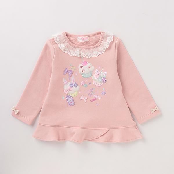 mezzo piano メゾピアノ(mezzo piano)☆ ケーキ刺しゅうTシャツ【O_50