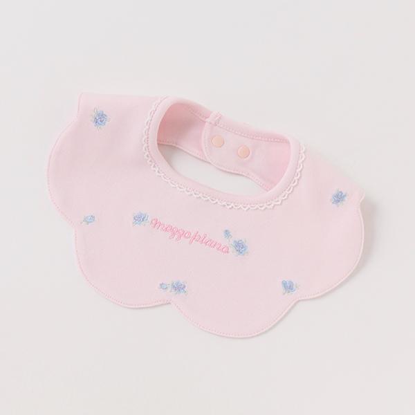 mezzo piano メゾピアノ(mezzo piano)プチローズ刺しゅうスタイ【O_30