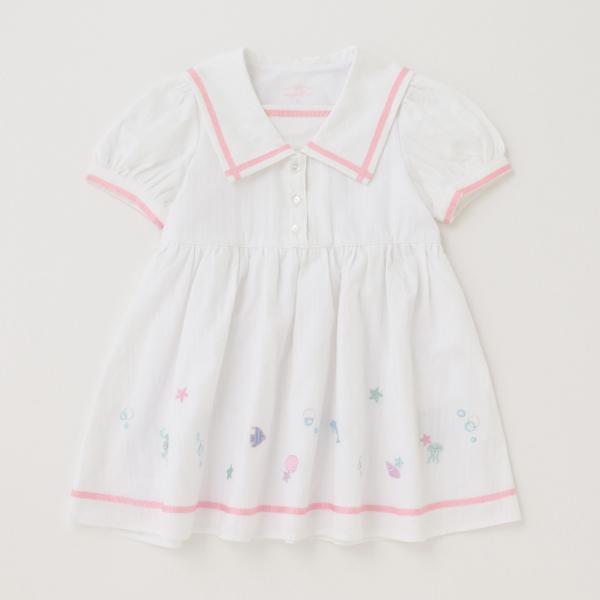 mezzo piano メゾピアノ(mezzo piano)裾刺しゅうセーラーカラー