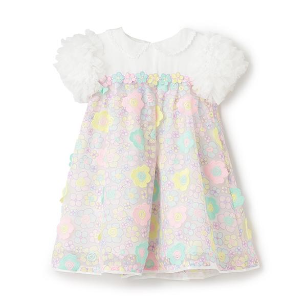 120★メゾピアノ★レース＆パニエ付き！お花刺繍！ドレスワンピース★フォーマル 120☆メゾピアノ☆レース＆パニエ付き！お花刺繍！ドレス