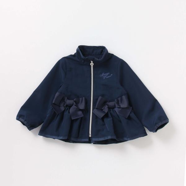 メゾピアノ リボンつきペプラムスタンドカラーブルゾン　100 mezzo piano メゾピアノ(mezzo piano)リボンつきペプラムスタンド