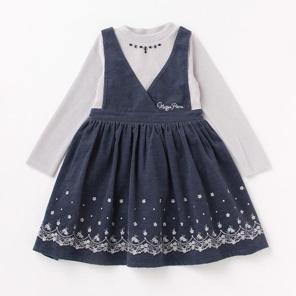 mezzo piano メゾピアノ(mezzo piano)☆裾刺しゅうコーデュロイ