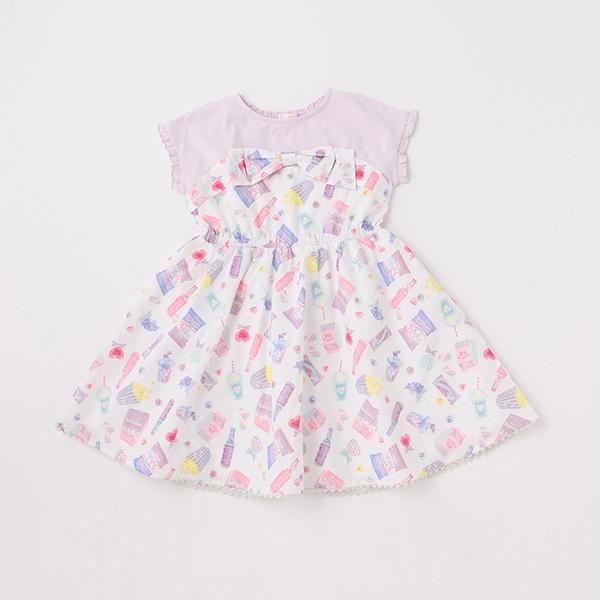 新品 メゾピアノ ドリーミースウィーツ柄 ワンピース 130 mezzo piano メゾピアノ(mezzo piano)☆ドリーミースウィーツ柄