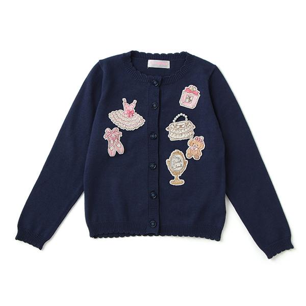 mezzo piano メゾピアノ(mezzo piano)おしゃれワッペンカーディガン