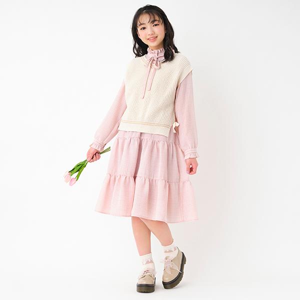 リンジィ Lindsay ニットラインベスト ティアードチェックワンピースセット O 50 Outlet 21awsl ナルミヤオンラインpaypayモール店 通販 Paypayモール