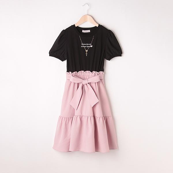 新品 メゾピアノジュニア ガーリードッキングワンピース ワンピース