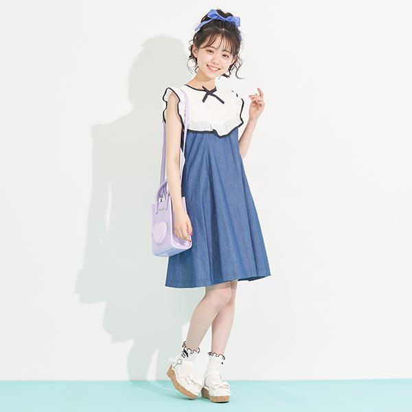 メゾピアノジュニア ボウタイ ドッキング ワンピース 160 美品 楽天