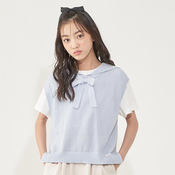 メゾピアノジュニア　メッシュセーラーベスト＆Tシャツセット　140 mezzo piano Junior メゾピアノジュニア(mezzo junior)メッシュ