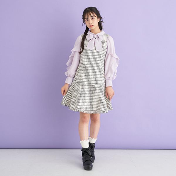 メゾピアノジュニア(mezzo piano junior)ツイードペプラムジャンスカ  