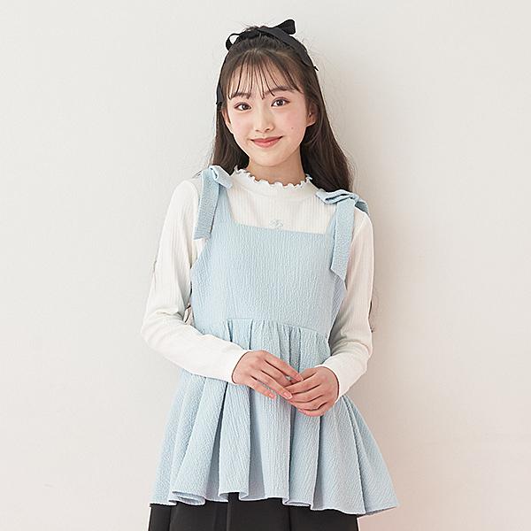 mezzo piano Junior 肩リボンチュニック＆長袖Tシャツセット【50％OFF 