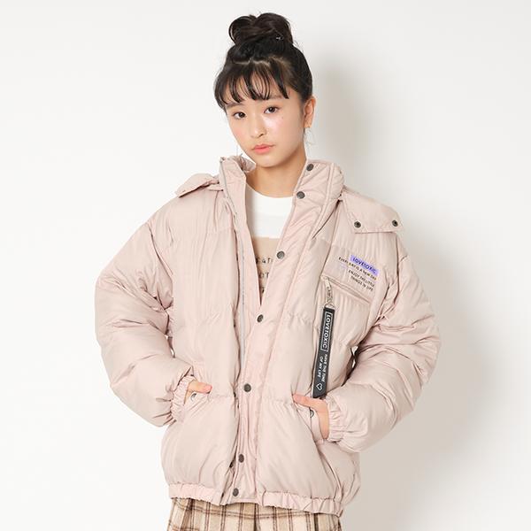 LOVETOXIC ラブトキシック(Lovetoxic)ロゴチャームつきダウン入り