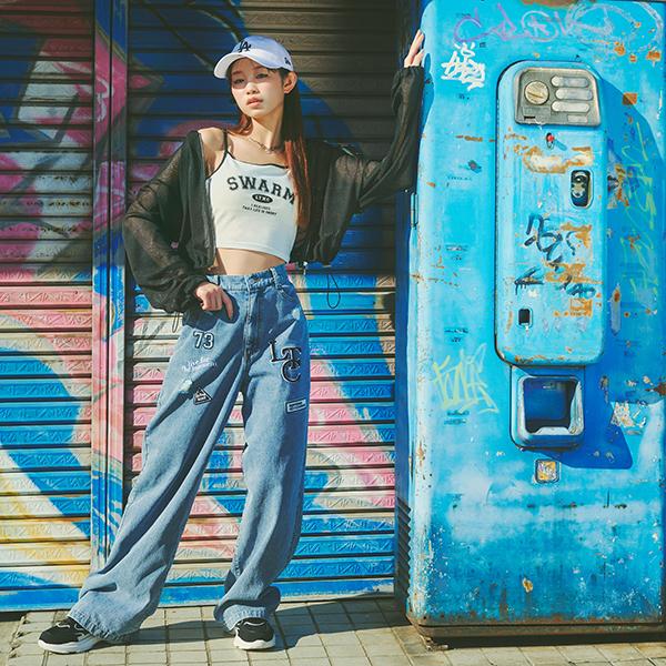 LOVETOXIC ラブトキシック(Lovetoxic)【LTXC】ワッペンワイドパンツ