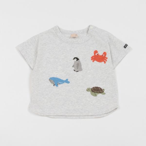 プティマイン(petit main)【接触冷感】海の仲間刺しゅうTシャツ【SALE  