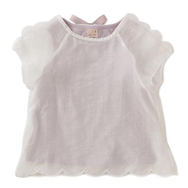 プティマイン(petit main)透けスカラップTシャツ×タンクトップセット  