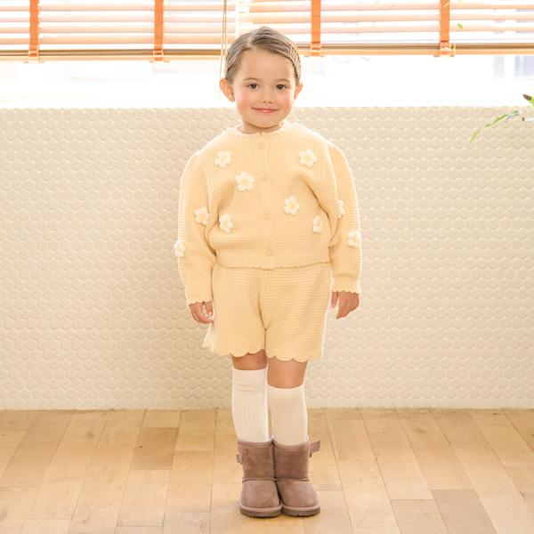 プチマイン　セットアップ　美品 petit main プティマイン(petit main)【リンク】花モチーフカーデ
