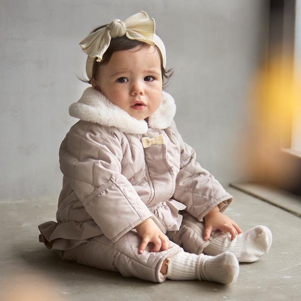 petit main プティマイン(petit main)キルトフリルジャンプスーツ