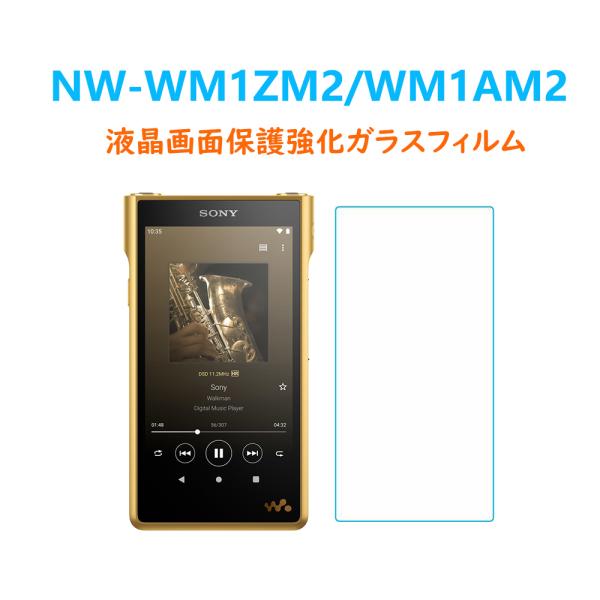 1枚SONY NW-WM1ZM2/WM1AM2液晶画面保護強化ガラスフィルム 自己自動吸着 指紋飛散気泡キズ防止 2.5Dラウンドエッジ加工 表面高硬度9H高透過率高感度タッチ