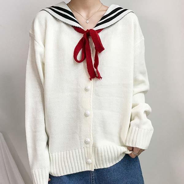 セーラー服 カーディガン ニット セーター 長袖 ゆめかわいい ホワイト ブルー Buyee Buyee 日本の通販商品 オークションの入札サポート 購入サポートサービス