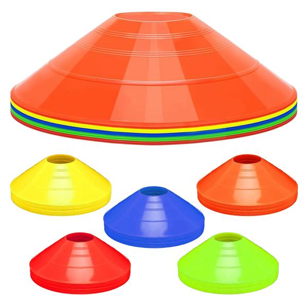 【 商 品 説 明 】 〇様々な用途に 全5色の軽量で使いやすいマーカーコーンです。 サッカー、フットサル、野球、陸上、テニスなどの 練習時の目印やアジリティトレーニングにご使用できます。  〇踏んでも割れない 柔らかいポリエチレンでできて...