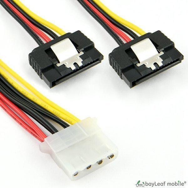 ペリフェラル 4ピン メス-SATA電源 15ピン 2分岐 メス ケーブル 自作