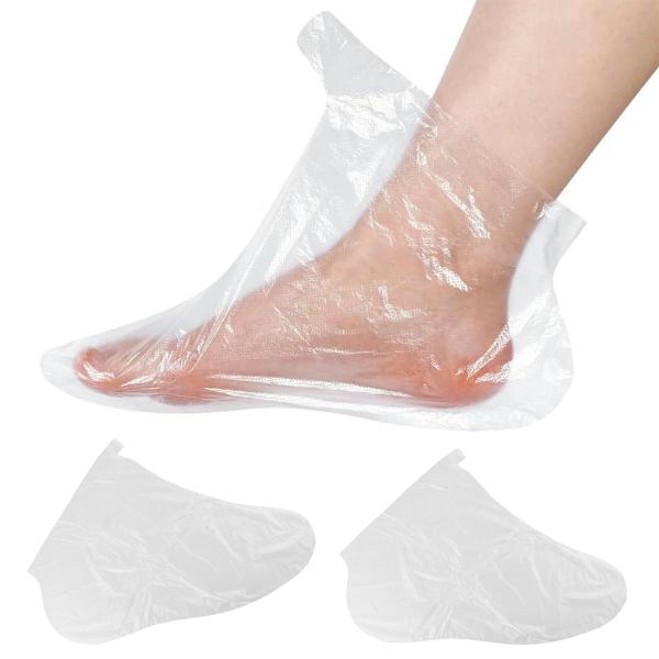 使い捨て 足 カバー プラスチック 100枚 半透明 クリア フットケア 保湿 乾燥 衛生用 感染防止 シャワー 介護 通学 通勤 掃除 左右兼用 業務用 フリーサイズ