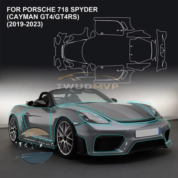 ポルシェ 718 スパイダー GT4/GT4RS 2019-2023 用 プレカット TPU PPF クリアステッカー TPU カーペイントフィルム クリアキッ