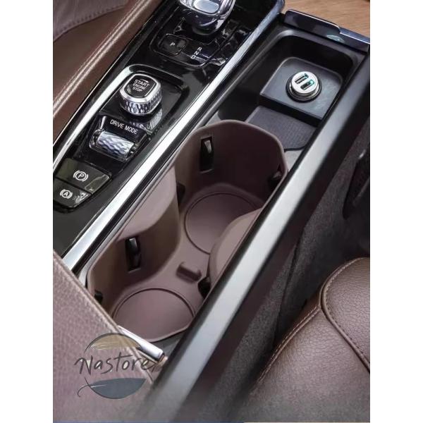 並行輸入品 カスタム ボルボ s90 xc60 v60 xc90 v90 センターコンソール水カップホルダーシリコンパッド耐衝撃コンソール収納ボックスマットアク