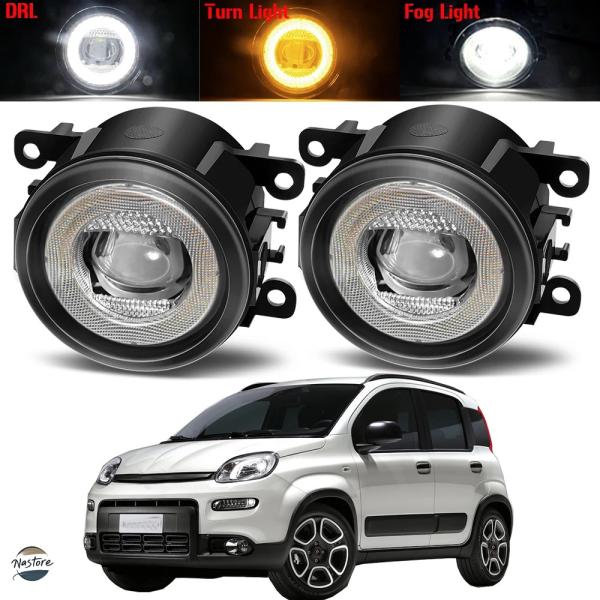 並行輸入品 フィアット フォグランプ 3in1 アセンブリ led エンジェルアイ ウィンカー カスタムパーツ 部品 アクセサリー