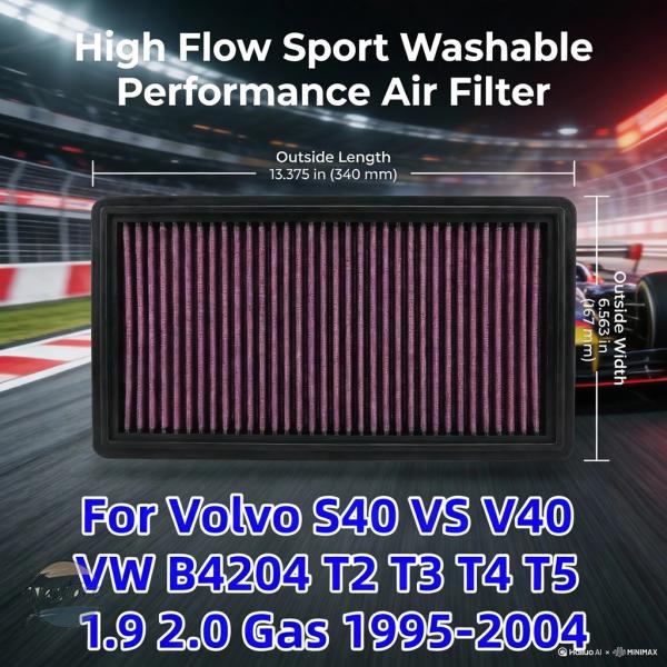 並行輸入品 b4204 s40 v40 t2 ボルボ カスタムパーツ アクセサリー ガソリン 高流量 スポーツ 洗浄可能 パフォーマンスエアフィルター