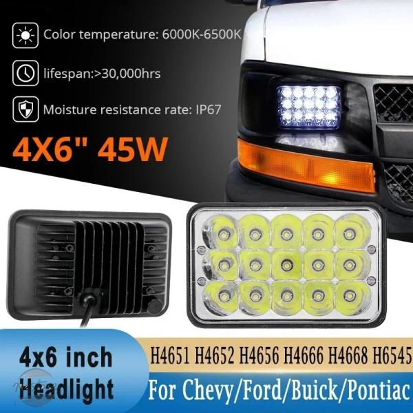並行輸入品 車 LED ヘッドライト 4X6インチ H4 HI LOビーム オフロード トレーラー トラック 車両 シボレーエクスプレスカーゴ ヘッドライト 1