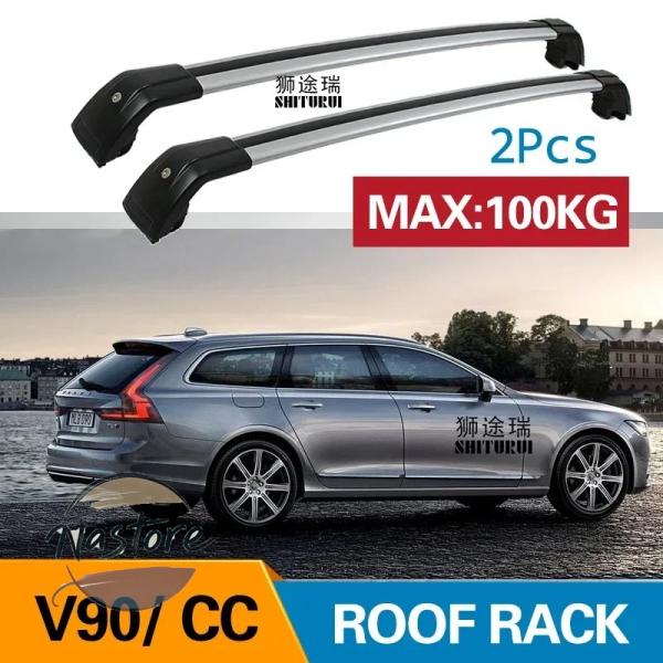 2 個ルーフバーボルボ Volvo V90 CC クロスカントリー 235 236 2016 TODAY 合金サイドバークロスレールルーフラックキャリアキャリア