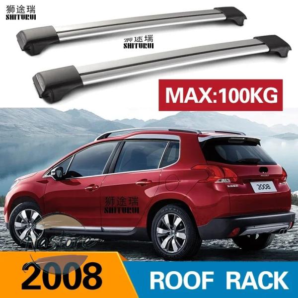 【並行輸入品】リア shiturui 2 個 ルーフバープジョー 2008 2013 2019 suv 合金サイドバークロスレールルーフラックキャキャ 部品 カ