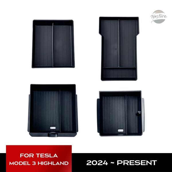 テスラ カスタム モデル3 + ハイランド 2024 センター コンソール 眼鏡 収納 ケース アームレスト 収納 ボックス 上部 アンダー植毛 カスタム カスタム アクセサリー