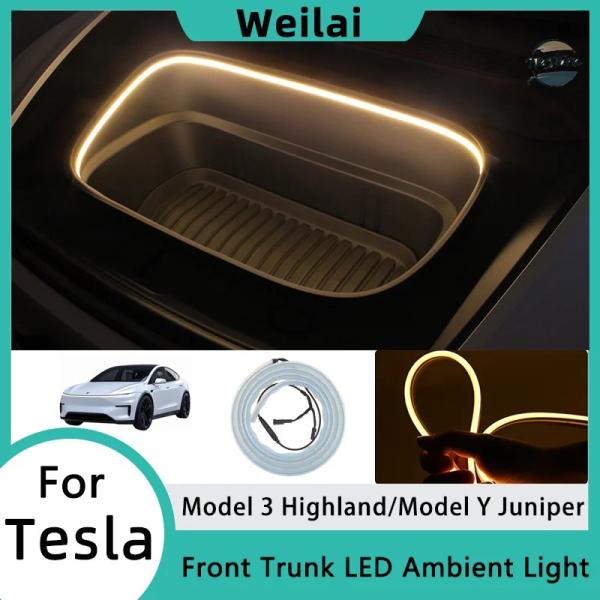 テスラ TESLA フロント カスタム モデルY ジュニパー 2025 トランク 周囲光 モデル3 ハイランド LED フランクライトシリコンストリップ トリム ランプアクセサリー