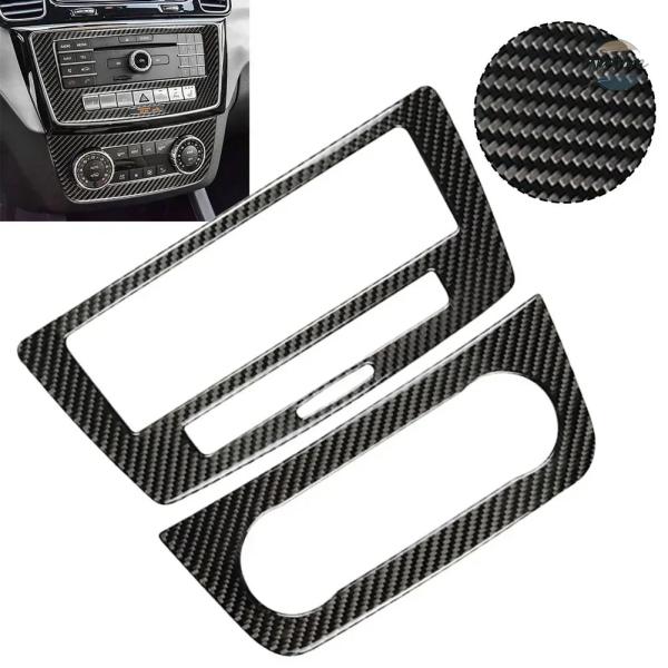 並行輸入品 ブラックカーボン製車内センターコンソールCDパネルトリム
