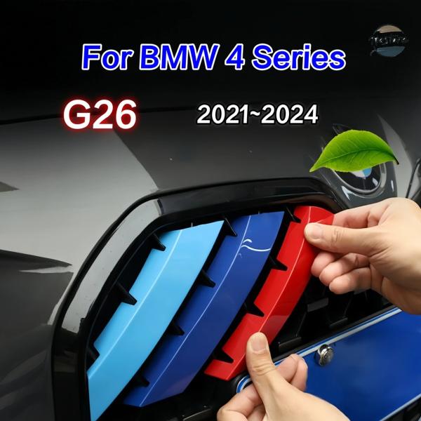 並行輸入品 BMW 4シリーズ G26 2021-24 3DカーフロントグリルトリムストリップグリルカバーMステッカーアクセサリー3色