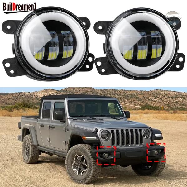 並行輸入品 ジープ フォグランプ 2 x エンジェルアイ led デイライト グラディエーター jt カスタムパーツ 部品 アクセサリー