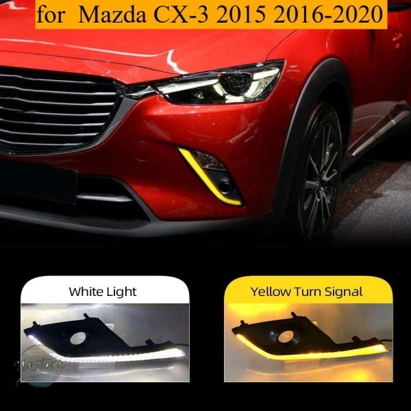 並行輸入品 マツダ CX-3 2015 2016-2020 に適合する車用フォグランプフレームデイタイムランニングライト2色LEDデイタイムランニングライトステ