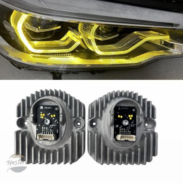 並行輸入品 新着商品 イエローLEDヘッドライト 2017-2020 BMW G30 530i 540i M5 エンジェルアイ DRL アダプティブデイタイムラ